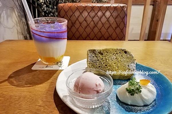 une brise◇狭山茶の豆乳シフォン / バタフライピー＆マンゴーラッシー